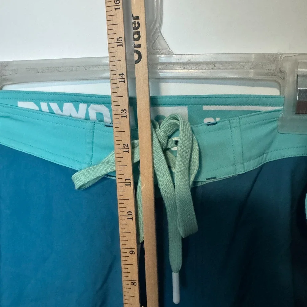 Dixxon Board Shorts Mens 38 Blue Teal Striped Swim Trunks Bathing Suit Beach